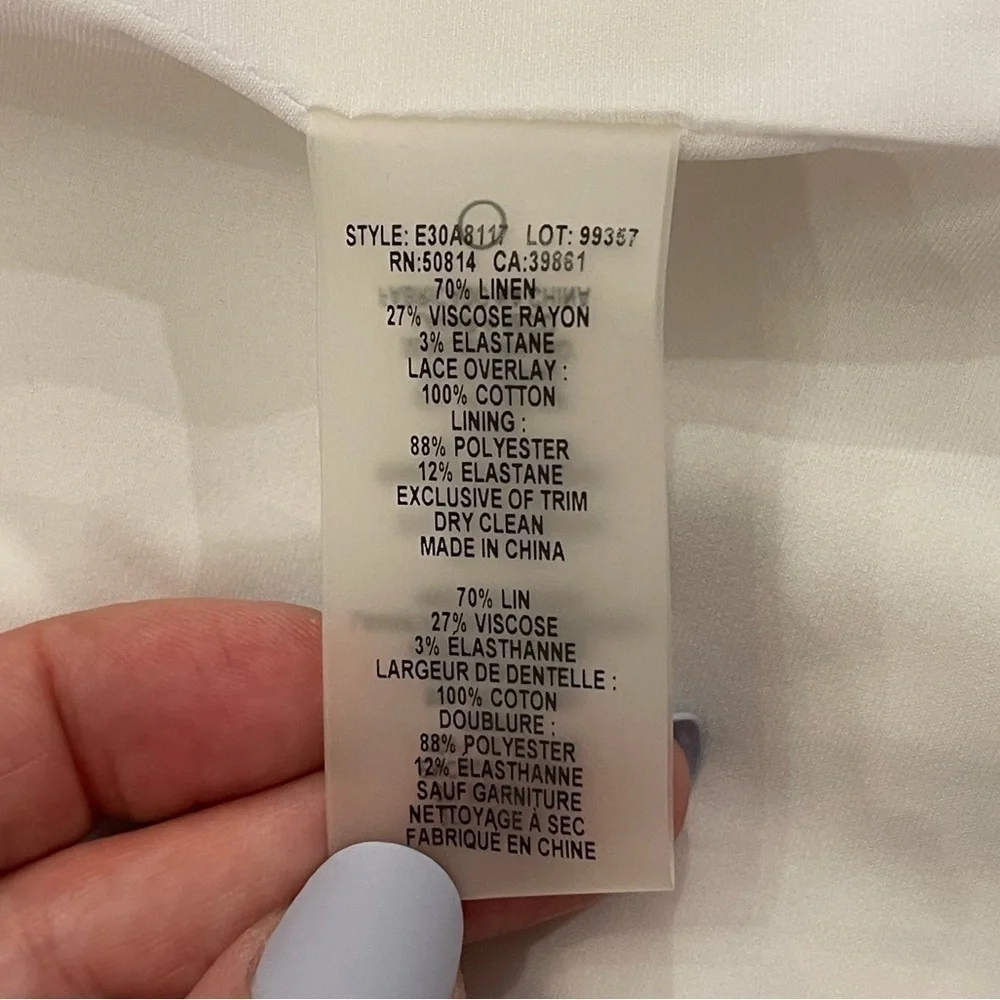 Elie Tahari Women’s Linen Blazer, White with cream crochet, NWT, Size 2 crisp